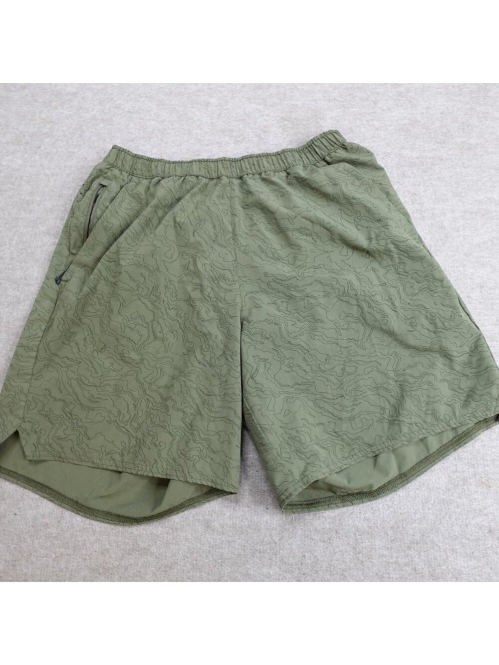 REI CO-OP Mens Shorts Medium Green Topology Lined Drawstring Pursuit